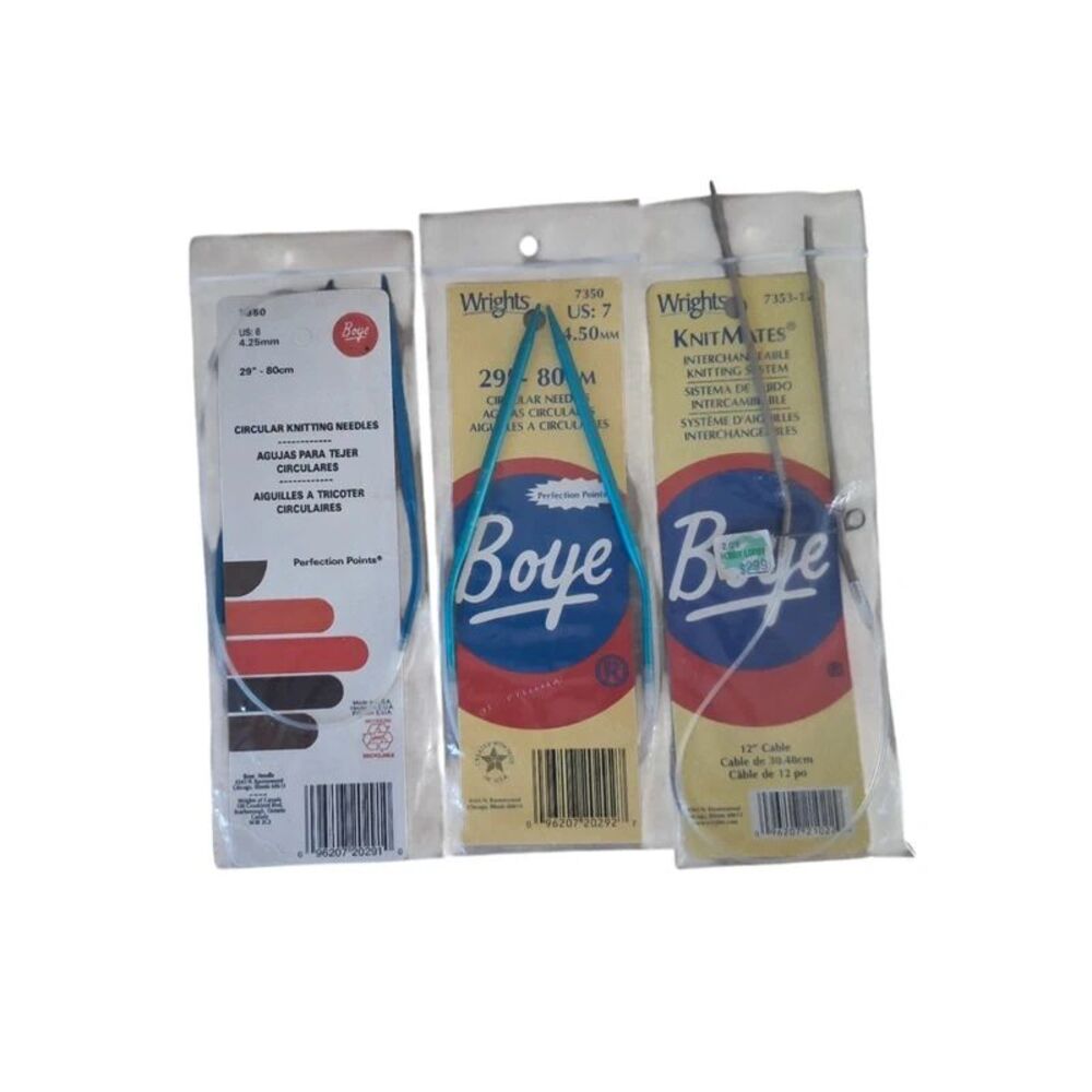 Bundle of 3 Boye Perfection Point Assorted Sizes Circular Knitting Needles